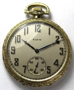 1927 Elgin Grade 303 12s 7j Pocket Watch w/ Gold-Filled Case - Parts/Repair - Picture 1 of 4