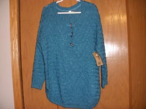 Maglione donna nuovo con etichette Ruff Hewn 2X VERDE ACQUA AL DETTAGLIO $94,00 - Foto 1 di 5