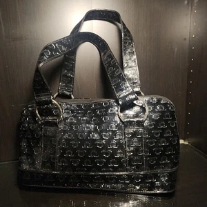 JLO Jennifer Lopez Black Shoulder Bag Purse Kisslock Closure Monogram Hand Bag - Picture 1 of 8