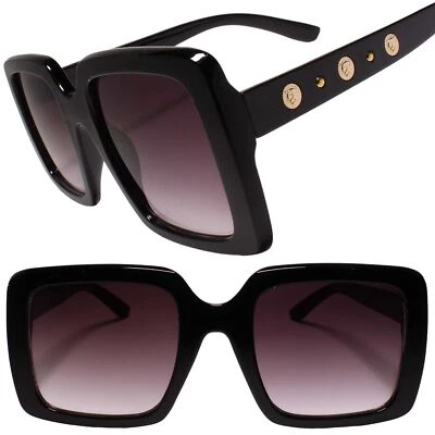 Swag Hip Hop Rapper DJ Gold Lion Medallion Black Square Sunglasses - Image 1 of 4