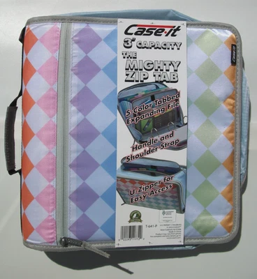New Case-It Mighty Multi Zipper Tab 3-inch Zipper Binder Rainbow T-641-P School - Image 1 of 4