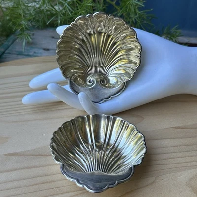 VTG 2 Gorham Clam Shell Dishes 104 Caviar Signed 925 Sterling Silver 60.0g EUC - Image 1 of 4