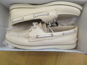 SPERRY Scarpe da barca sportive da donna top-sider in pelle (9195041) crema avorio, taglia 7,5 M - Foto 1 di 8
