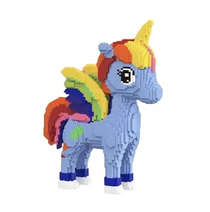 Conjunto de bloques de construcción de unicornio arco iris juguete de escultura 3D grande 16 pulgadas ladrillos coloridos - Imagen 1 de 5