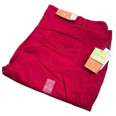 NWT Sonoma Life + Style Modern Fit Straight Pants 24W Red Spice Womens Plus Size Foto 1 de 4