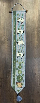 Tirador de campana colgante puerta pared tapiz ovejas y corderos Little Lambs Love Ivy 6,75x39 Foto 1 de 4