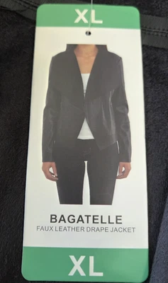 Chaqueta Bagatelle Nordstrom Imitación Cuero Cortina Frente Abierto en Negro Talla XL NUEVA CON ETIQUETAS Foto 1 de 4
