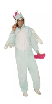 Terno União Unissex Adulto Azul Unicórnio com Capuz com Asas e Cauda Tamanho P/M BOM! - Imagem 1 de 4