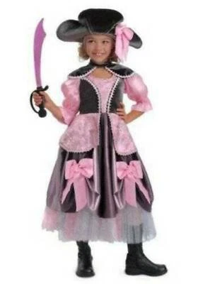 Pirate Princess Vivian Halloween Costume 12 Pink Dress, Collar & Hat 3 Pc Girls - Image 1 of 4