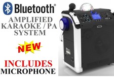250W Portable Amplified Bluetooth Karaoke System Radio USB MP3 SD DISCO BALL NEW