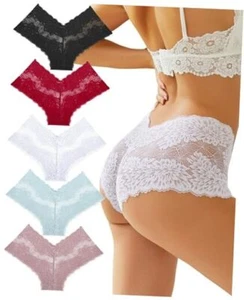 Women Underwear Sexy Lace Boy Shorts Medium A-black,white,red,gray Blue,khaki - Picture 1 of 7