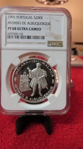 1995 Portugal Afonso De Albuquerque 200 Escudos Silver Proof Coin NGC PR PF 68 - Picture 1 of 9