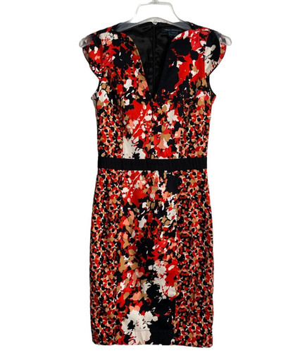 VETEMENTS Abito French Connection nero stampa floreale tubino cappuccio manica lunghezza ginocchio tg 2