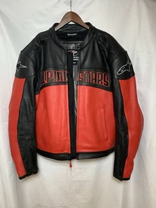 Vintage Alpinestars Black Label Moto Racing Red Leather Jacket Mens Size XXL - Picture 1 of 13