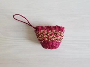 Portamonete etnico fucsia canapa Abaca Manila artigianale Filippine NUOVO - Foto 1 di 2
