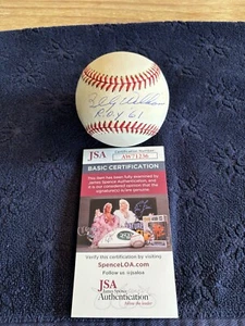 Billy Williams R.O.Y. 61 Autographed OML Baseball JSA COA - Picture 1 of 8