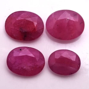 4 Pcs Natural Mozambique Ruby 11mm-14mm Oval Faceted Cut Huge Loose Gemstones - Picture 1 of 8