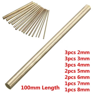 15PCS Brass Bar Round Rod Bar Tube Solid Lathe Cutting Tool Metal Diameter 2-8MM - Picture 1 of 5