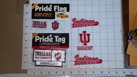 5 INDIANA HOOSIERS UNIVERSITY NCAA PRIDE FLAG TAG PATCH LOT Cover