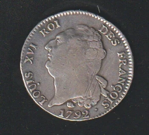 louis XVI ECU DE 6 LIVRES 1792 TOULOUSE Tête de LOUP rare TB++ TTB argent - Picture 1 of 2