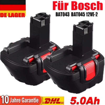 FÜR BOSCH 2x Batería 12V 5000mAh Ni-MH Para Bosch BAT045 BAT043 2607335262 GSR 12-2 PSR 12VE-2