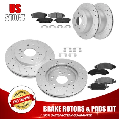 Rotores de freno de disco delanteros traseros + pastillas de cerámica para GMC Sierra 1500 Yukon 2008-2013 Foto 1 de 4