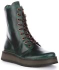 Fly London Rami043 Leather Zip Lace Up Boots  In Green Size Uk 3 - 9