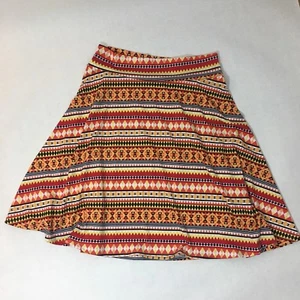 LuLaRoe Skirt Pull On Multi Color Print Size 14 Black Tangerine Yellow Stretchy - Picture 1 of 4
