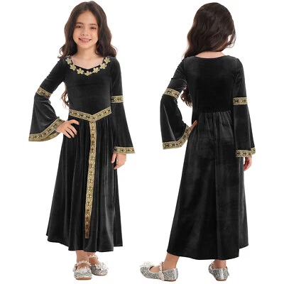 Girls Renaissance Medieval Princess Costume Cosplay Flare Sleeve Dress Up - Image 1 of 4