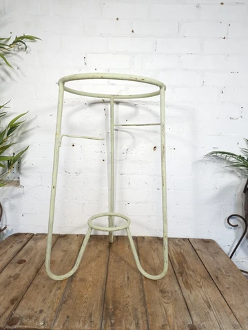 Vintage French Green Painted Metal Wash Basin Stand Garden Planter Cover