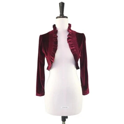 Women Velvet Bolero Cardigan Ruffle Capelet Shrug Jacket Party Wedding Shawl - Image 1 of 4