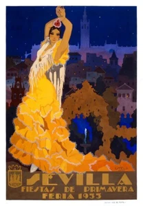 Sevilla Fiestas De Primavera Feria 1933 Vintage Travel Poster - Picture 1 of 1