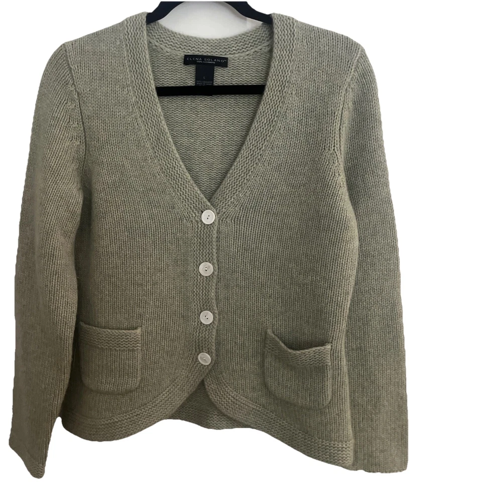 Cárdigan Chaqueta Suéter Elena Solano Para Mujer Cachemira Verde Menta Botón Usado en Excelente Condición m1 Foto 1 de 4