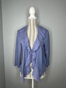 April Cornell Women's Open Front Cotton Cardigan Flutter Ruffled Cottage Core M - Picture 1 of 3