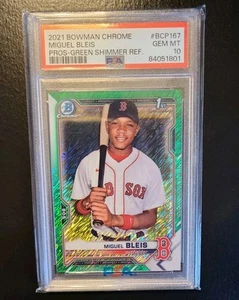 PSA 10 2021 Bowman Chrome Miguel Bleis Green Shimmer Refractor #20/99 Pop 6 RC - Picture 1 of 3