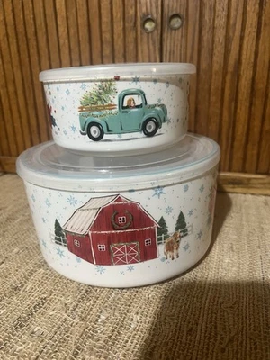 Juego de tazones para hornear The Pioneer Woman Holiday floral medley redondo Foto 1 de 4