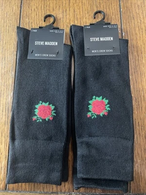 Steve Madden 男式船袜 6-12.5。   2双。 玫瑰黑色 全新!! — 第 1/4 张图片