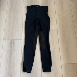Gutos Equestrian Riding Pants Black Ribbed Knee Patch Zip Pocket Women's Size 24 - Picture 1 of 9
