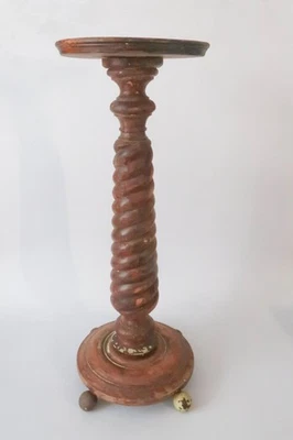 Antiguo pedestal de madera retorcida tallada a mano / soporte para plantas (36" de alto) Foto 1 de 4