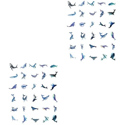  6 Blätter DIY Scrapbook Aufkleber Notebook Aufkleber Aufkleber Blau Wal Form - Bild 1 von 4