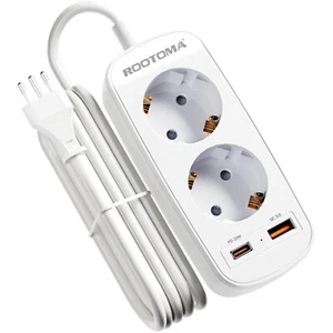 Italien Reiseadapter 2-Fach Steckdose USB PD20W Schnellladegerät kompakt Kabel - Bild 1 von 2