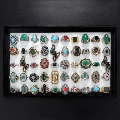 Bulks Wholesale Lot Vintage Crystal Stone Mix Style Metal Jewelry Ring Men Women - Image 1 of 4