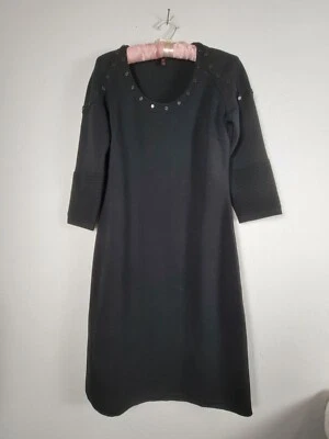 Vestido recto suéter con tachuelas tejido acanalado cuello redondo negro talla 36 Escada para mujer Foto 1 de 4