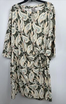 Nuevo con etiquetas Chico’s 4 (20/22) Paisley Elastizado Tejido Jersey “Zapatilla” Vestido Corbata Lateral Foto 1 de 4