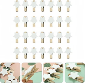 100 Stück Sternen Wäscheklammer Holz,Dekor-Wäscheklammern zum Basteln,Mini Holz - Bild 1 von 7