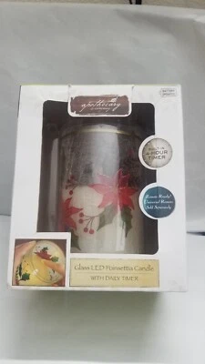 APOTHECARY GLASS LED POINTSETTA CANDLE WITH BUILT IN 4 HOUR TIMER  - Dmg Box - Image 1 of 4