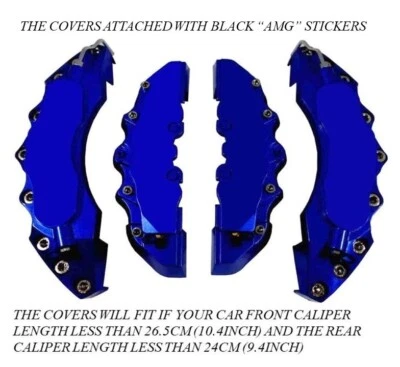 4 X DARK BLUE BRAKE CALIPER COVERS FOR MERCEDES A B C CLASS GLC GLA ML GL 4MATIC - Image 1 of 4