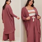 NWT Torrid Sleep 1 Mauve Pink Ribbed Soft Long 1X Sweater Plus Duster Cacoon