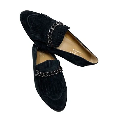 Mocasines Kiltie FRANCO SARTO Andie con cadena de gamuza negra para mujer talla 6,5 nuevos sin caja Foto 1 de 4
