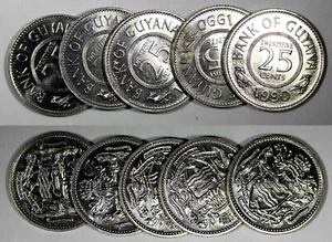 Guyana Rame-Nichel 1990 25 Centesimi GEMMA BU KM# 34 SCELTA CASUALE (1 MONETA) - Foto 1 di 3
